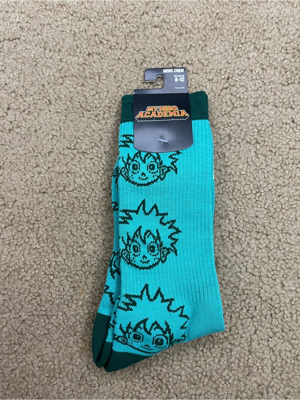 My Hero Academia Midoriya Deku Teal men’s Crew Socks